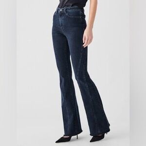 DL1961 Flare Jeans with Raw Hem High Rise Blue size 22/23